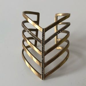Brass and rhinestone cuff bracelet